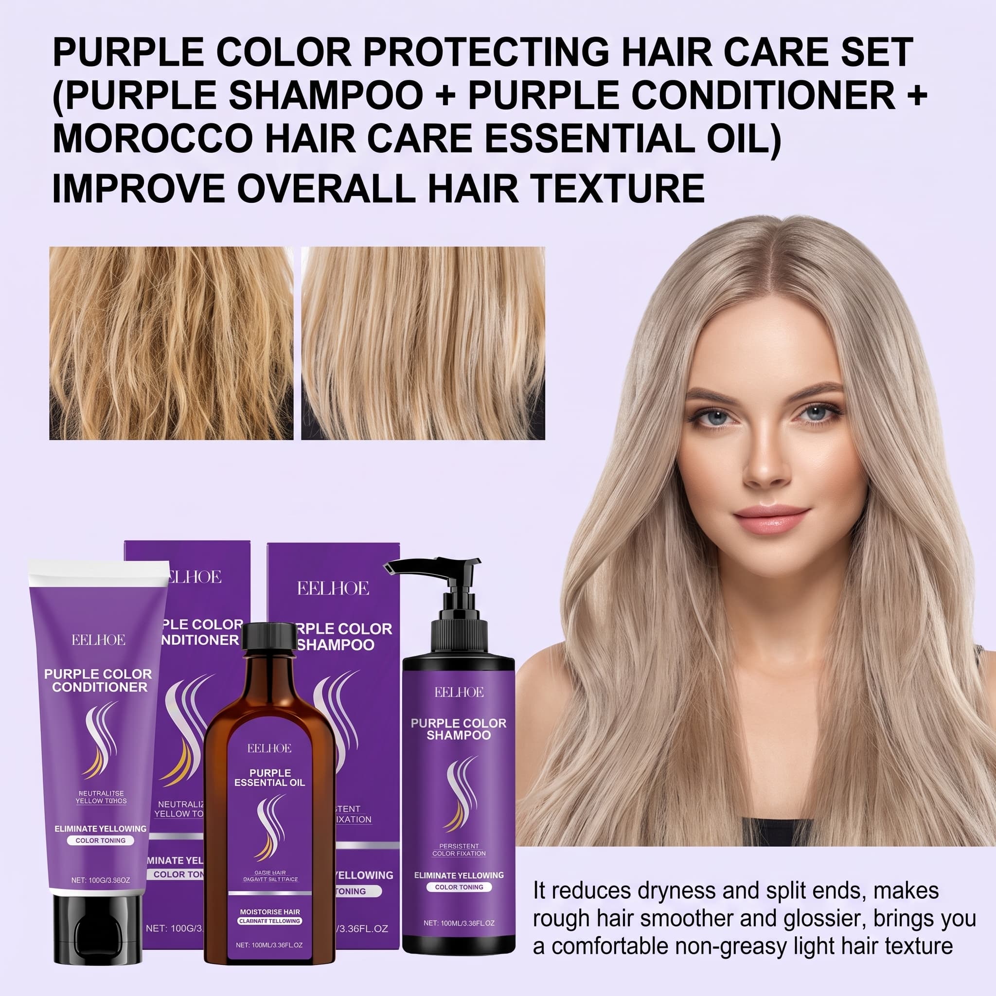 Purple Shampoo Set With Condit - đánh giá và giá Hair Care Serum