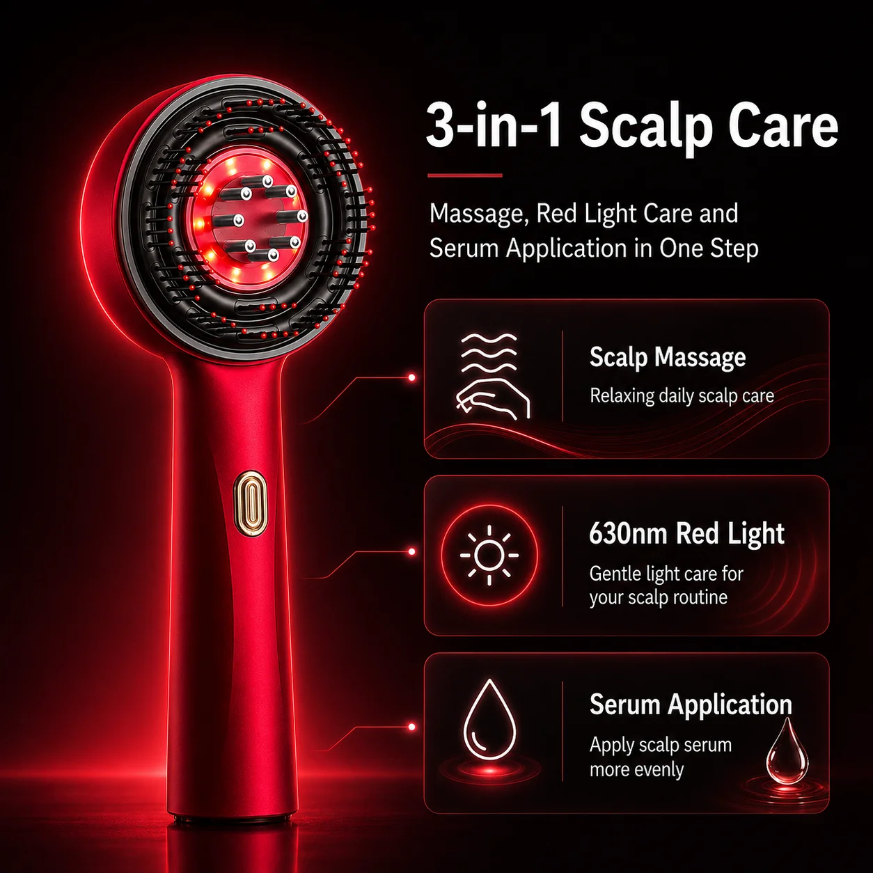 Red Light Scalp Massager Comb  - đánh giá và giá Hair Care Serum
